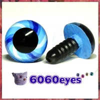 1 Pair Blue Swirly Hand Painted Safety Eyes Plastic eyes